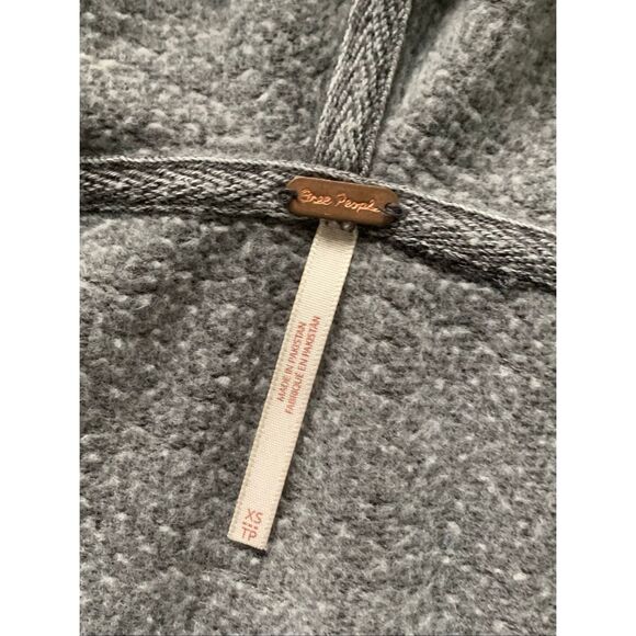 Free People Get It Oversized Raw Gray Burnout Boho Hoodie SWEATSHIRT TOP sz XS - Picture 6 of 8